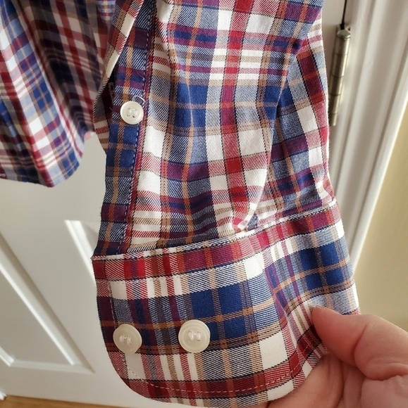 Linea Uomo Stretch plaid button down Mens Large - Picture 3 of 6